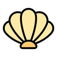 Shell icon flat line style illustration representing marine life and ocean themes, suitable for beach, nature, and underwater-related concepts. vector