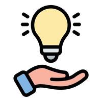 Idea icon flat line style illustration representing creativity, innovation, and brainstorming, suitable for business, education, and problem-solving themes. vector