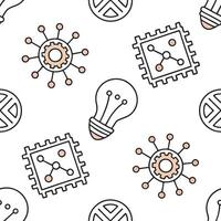 Flat Create seamless tile patterns with digital technology motifs like neon lights circuits and AI designs featuring isolated white for clean branding concept as Merge neon lights Clean Pro 6 vector