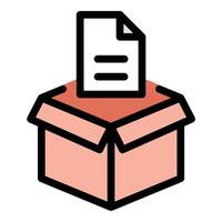 Data collection icon flat line style illustration representing gathering and analyzing information, suitable for research, analytics, and business intelligence applications. vector