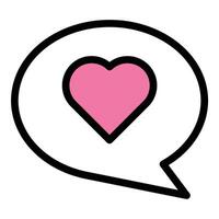 Love communication icon flat line style illustration representing romantic messages and connection, suitable for Valentine Day, couples, and relationship themes. vector