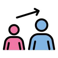 Growing up icon flat line style illustration representing personal development, maturity, and life progression, suitable for education, self-improvement, and psychology-related themes. vector
