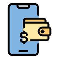 Digital wallet icon flat line style illustration representing secure electronic payment and transactions, suitable for online banking, e-commerce, and mobile payments. vector
