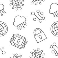 Flat Create seamless tile patterns with digital technology motifs like neon lights circuits and AI designs featuring isolated white for clean branding concept as Merge neon lights Clean Pro 10 vector