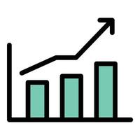 Graph icon flat line style illustration representing data visualization, statistical analysis, or performance tracking, suitable for business, finance, and research applications. vector