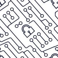 Flat Create seamless tile patterns with digital technology motifs like neon lights circuits and AI designs featuring isolated white for clean branding concept as Merge neon lights Clean Pro 19 vector