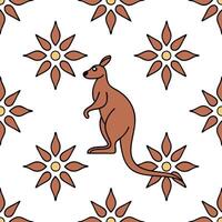 Flat Create seamless tile pattern using traditional Aboriginal Australian art elements highlighting natural symbols and motifs concept as Combine ancient symbols from Aboriginal A Clean Pro vector