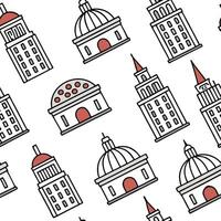 Flat Design seamless tile pattern integrating diverse local icons with isolated white balance and clear repeat elements in modern style concept as Intricate tile layout with urban Clean Pro vector
