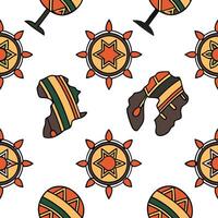 Flat Design seamless tile patterns showcasing African and Asian tribal artifacts for global merchandise ideal for cross cultural brand positioning and product launches concept as M Clean Pro vector