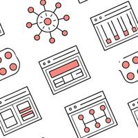 Flat Design seamless tile patterns merging advanced station blueprints data node links minimal color blocks and clean white separation for a modern edge concept as Advanced station Clean Pro vector
