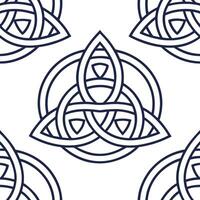 Flat Develop a seamless tile pattern based on Celtic symbols and icons incorporating intricate knots and geometric elements for a modern cohesive design concept as Integrate tradi Clean Pro vector