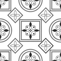 Flat Develop a seamless pattern featuring antique frames sophisticated tile layouts ornate curls decorative elegance concept as Timeless aesthetic combining vintage border frames Clean Pro vector