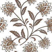 Flat Develop a seamless tile pattern inspired by traditional Indian block prints with intricate floral motifs and earthy tones concept as Combine intricate floral block prints fro Clean Pro 3 vector