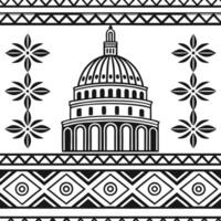Flat Develop modern seamless ethnic border patterns with a combination of traditional cultural motifs and clean white isolation for digital designs concept as Merge cultural icons Clean Pro vector