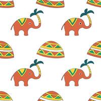 Flat Develop seamless ethnic tile patterns that combine intricate borders with regional symbols and isolated white backgrounds for clear visuals concept as Use ethnic borders and r Clean Pro vector