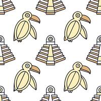 Flat Develop seamless ethnic tile designs using Central American cultural symbols for diverse branding projects including e commerce and international campaigns concept as Merge an Clean Pro vector