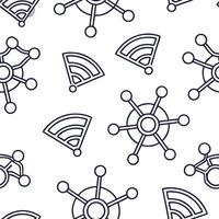 Flat Develop seamless neon matrix tile with structured white balance glowing VR nodes and virtual wave structures concept as Construct modern virtual networks with symmetrical conn Clean Pro vector