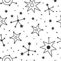 Flat Develop seamless patterns featuring minimalistic star fields cosmic illusions and bold lines with isolated white for cinematic brand expansions concept as Merge star dots fain Clean Pro vector