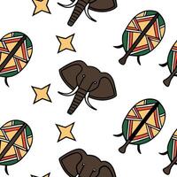 Flat Develop seamless patterns with African cultural elements using bright color accents and sharp geometric contrasts for digital products concept as African cultural elements are Clean Pro vector