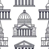 Flat Develop seamless tile designs based on cultural architecture featuring detailed facades iconic columns and ample white space for modern style concept as Detailed facades and i Clean Pro vector