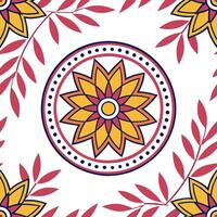Flat Develop seamless tile pattern based on traditional Mexican textile art featuring bold colorful patterns and geometric shapes concept as Draw inspiration from Mexican textile Clean Pro vector