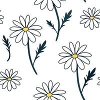 Flat Elegant daisy seamless tile pattern with white daisies on pure white background ideal for luxurious bathrooms concept as White daisies on pure white background create elegant Clean Pro vector