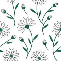 Flat Elegant daisy seamless tile pattern with white daisies on pure white background ideal for luxurious bathrooms concept as White daisies on pure white background create elegant Clean Pro 2 vector