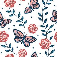 Flat Elegant Easter roses and butterflies seamless tile pattern with vibrant spring hues concept as Vibrant spring hues adorn elegant Easter roses and butterflies in seamless tile Clean Pro 2 vector