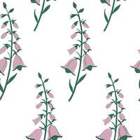 Flat Elegant foxglove blooms seamless tile pattern serene isolated white background ideal for classic home textiles wallpapers concept as Seamless tile pattern featuring elegant fo Clean Pro vector