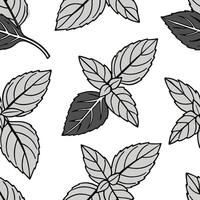 Flat Elegant herb seamless tile pattern with detailed basil leaves on a pure white background ideal for modern kitchens concept as Detailed basil leaves on pure white background cr Clean Pro vector