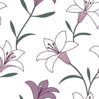 Flat Elegant garden flowers seamless tile pattern with delicate lilies and orchids in soft pastel colors for sophisticated living spaces concept as Delicate lilies and orchids in s Clean Pro vector