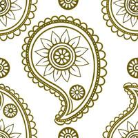 Flat Elegant Indian mandala and paisley seamless tile pattern with rich golden hues concept as Rich golden hues highlight elegant Indian mandala and paisley patterns in seamless ti Clean Pro vector