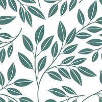 Flat Elegant sage leaves seamless tile pattern with muted green tones arranged symmetrically on white background concept as Symmetrical arrangement of muted green sage leaves creat Clean Pro vector