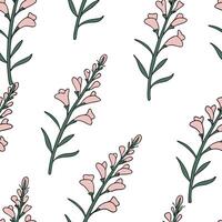 Flat Elegant snapdragon blossoms seamless tile pattern serene isolated white background ideal for classic home textiles wallpapers concept as Seamless tile pattern featuring elegan Clean Pro vector