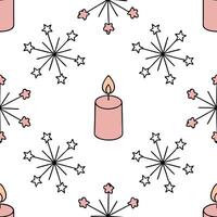 Flat Elegant snowflake and candle seamless tile pattern with warm winter glow and frosty accents concept as Elegant snowflakes paired with warm candles create a seamless tile patte Clean Pro 3 vector