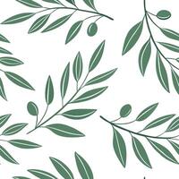 Flat Elegant summer leaves seamless pattern with olive branches and soft green tones for peaceful interiors concept as Soft olive branches and green tones arranged seamlessly to cr Clean Pro vector