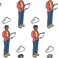 Flat ERP migration and transition and efficiency concept as Energetic team streamlines ERP migration to cloud enhancing business efficiency seamlessly in Simple flat cute Clean Pro vector