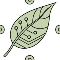 Flat Floating Leaf Merging with Circuit Board concept as A leaf seamlessly merges with a circuit board as they float together mid air against a white background The camera capture Clean Pro vector