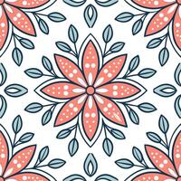 Flat Floral mandala seamless tile pattern with symmetrical designs and vibrant hues for spiritual and decorative settings concept as Symmetrical designs with vibrant hues create fl Clean Pro vector