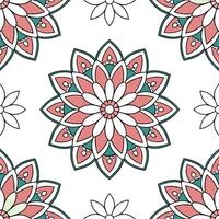 Flat Floral mandala seamless tile pattern with symmetrical designs and vibrant hues for spiritual and decorative settings concept as Symmetrical designs with vibrant hues create fl Clean Pro 2 vector
