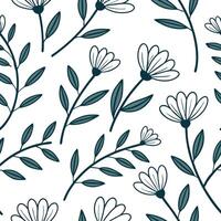 Flat Floral vintage embroidery seamless tile pattern botanical elements isolated white background perfect for garden themes concept as Creating seamless tile pattern with floral vi Clean Pro 2 vector