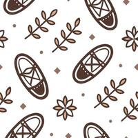 Flat Folk art seamless pattern with rustic color palette and traditional symbols for a grounded folk inspired design concept as Rustic folk art pattern with traditional symbols and Clean Pro vector