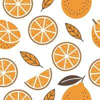 Flat Fresh citrus fruits seamless tile pattern with bright orange and yellow tones perfect for a sunny summer vibe concept as Bright orange and yellow citrus fruits create a fresh Clean Pro vector