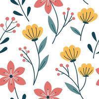 Flat Fresh spring blooms seamless tile pattern with vivid flower designs for vibrant spaces concept as Bold spring flower patterns in bright vivid colors designed in a seamless til Clean Pro vector