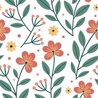 Flat Fresh spring floral seamless pattern with lively blooms and soft white balance for cheerful spring projects concept as Lively floral pattern with blooming flowers and soft whi Clean Pro vector