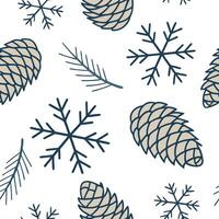 Flat Frosty snowdrift and pinecone seamless tile pattern with winter textures and cool tones concept as Snowdrifts and pinecones with winter textures create a frosty seamless tile Clean Pro vector