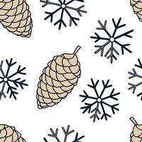 Flat Frosty pinecones and snowflakes arranged seamlessly to create nature inspired warm winter home decor concept as Frosty pinecones and snowflakes arranged seamlessly to create n Clean Pro vector