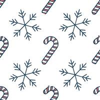 Flat Frosty snowflake and holiday candy cane seamless tile pattern with sweet winter elements concept as Sweet candy canes paired with frosty snowflakes create a seamless tile patt Clean Pro vector