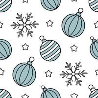 Flat Frosty snowflake and Christmas ornament seamless tile pattern with shimmering accents concept as Shimmering Christmas ornaments paired with frosty snowflakes create a seamless Clean Pro vector