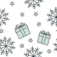 Flat Frosty snowflake and gift box seamless tile pattern with sparkling winter accents concept as Sparkling snowflakes and gift boxes create a frosty seamless tile pattern with win Clean Pro vector
